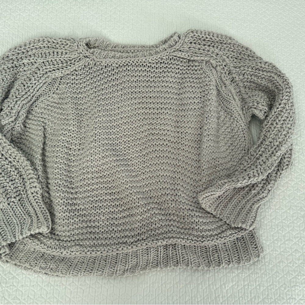 Free People Light Gray Chunky Knit Sweater